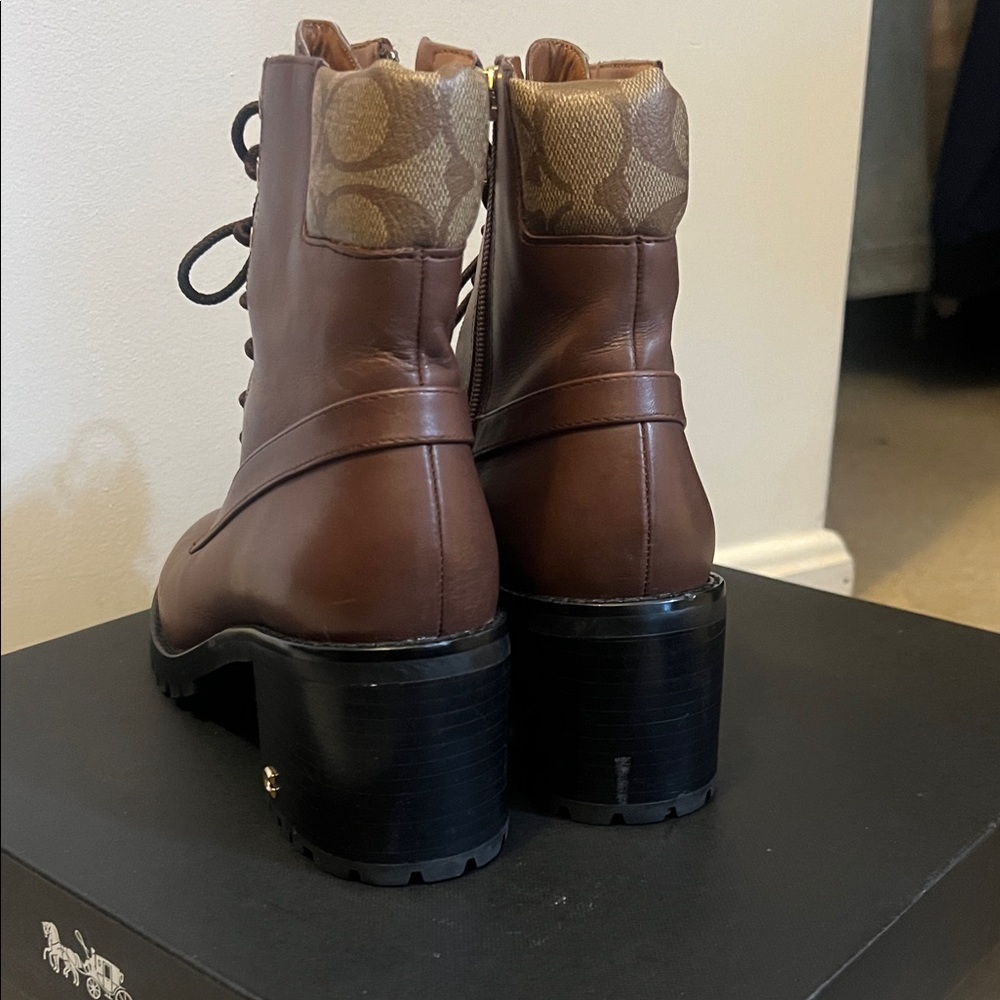 Coach Walnut Lace Up Boots - Picture 5 of 7
